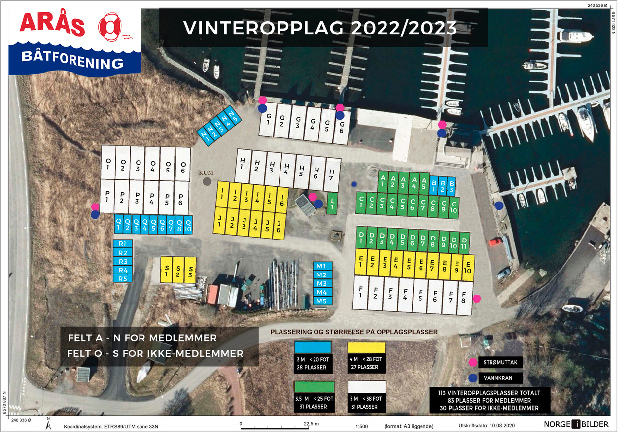 Vinter-opplag Arås båthavn kart